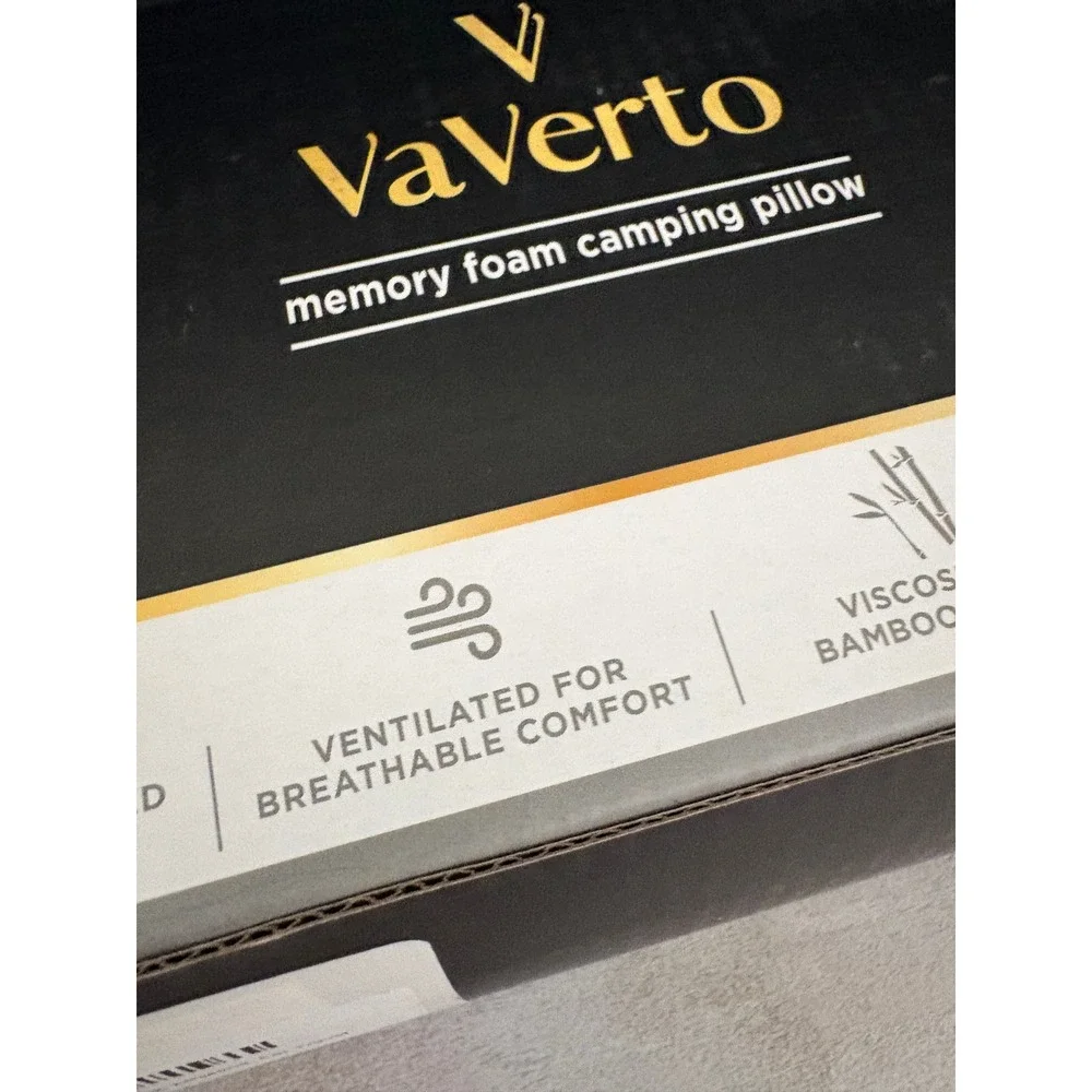 VaVerto Memory Foam Camping Pillow Gray Gel Infused Bamboo Cover New